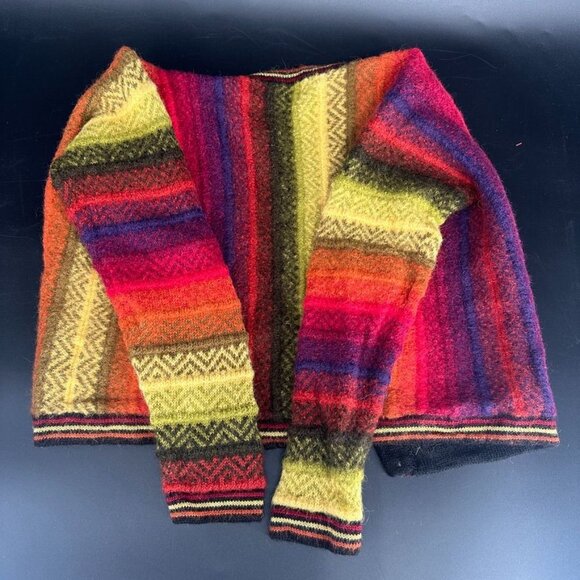 Alpaca Colorful Striped Cardigan Size Medium 100 Alpaca Wool - Picture 8 of 13